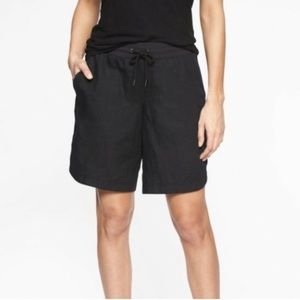 Athleta Cabo Linen Shorts 8 inch Inseam Black Size 4